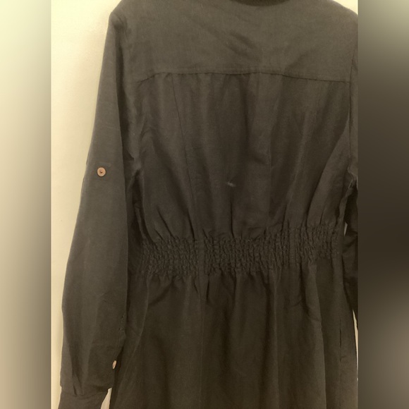 Soft Surroundings Linen Blend Shirt Dress. color Black. Size 1x. - Picture 5 of 5